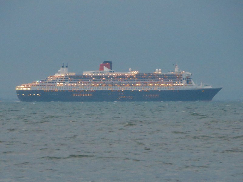 Queen Mary 2 At Dusk
